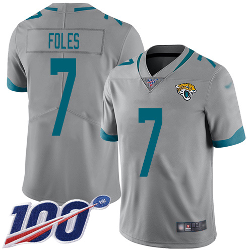 Nike Jacksonville Jaguars 7 Nick Foles Silver Men Stitched NFL Limited Inverted Legend 100th Season Jersey